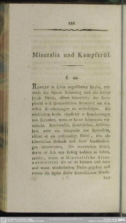 Mineralia und Kampferöl