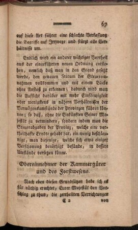 Obereinnehmer der Kammergüter und des Forstwesens.