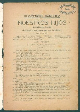 Nuestros hijos : comedia en 3 actos