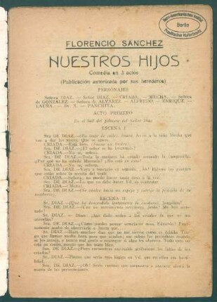 Nuestros hijos : comedia en 3 actos