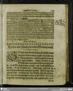 Epistel am Funffzehenden Sontag nach Trinitatis