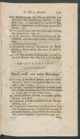 In Duodecimo. Theol. jurist. und andre Schriften