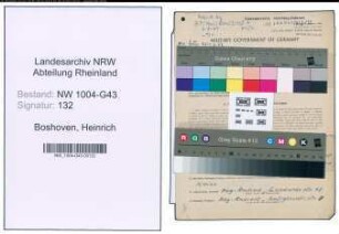 Entnazifizierung Heinrich Boshoven , geb. 26.03.1922 (Jugendwart)