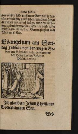 Evangelium am Sontag Jusica/ von der ewigen Geburt und Göttlichen wesen des eingebornen Sons Gottes ...
