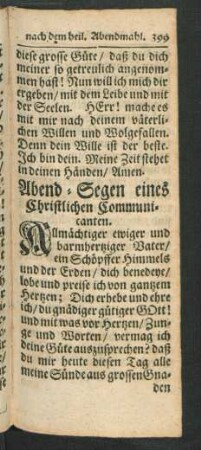 Abend-Segen eines Christlichen Communicanten.