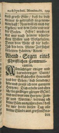Abend-Segen eines Christlichen Communicanten.