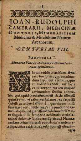 Sylloges Memorabilium Medicinae Et Mirabilium Naturae Arcanorum, Centuriae ..., 8