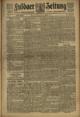 Erste Ausgabe vom Montag, den 16. Januar 1911.
