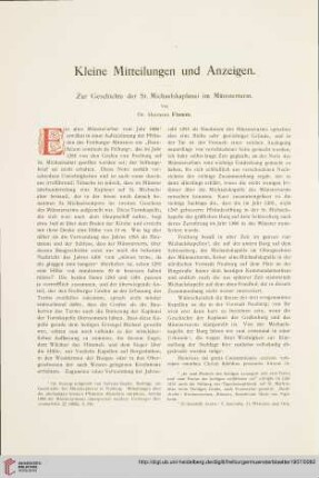 Zur Geschichte der St. Michaelskaplanei im Münsterturm