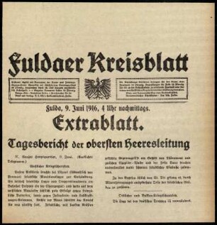 Ausgabe vom Freitag, den 09. Juni 1916.