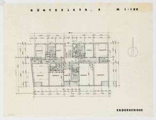 Wohnhäuser Prinzregentenstraße 8 / Güntzelstraße 9, Berlin-Wilmersdorf: Grundriss Erdgeschoss 1:100