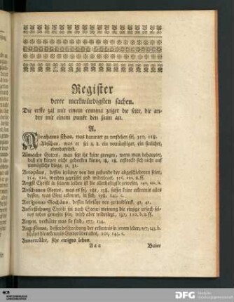 Register derer merkwürdigsten sachen.