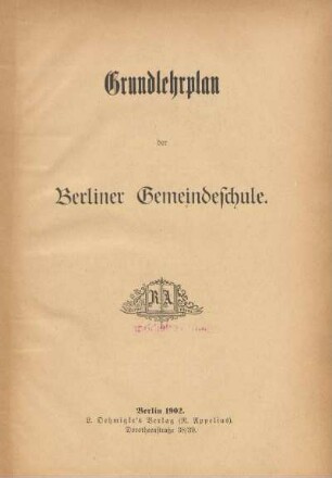Grundlehrplan der Berliner Gemeindeschule