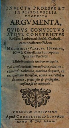 Invicta prorsus et indissolubilia 12 argumenta