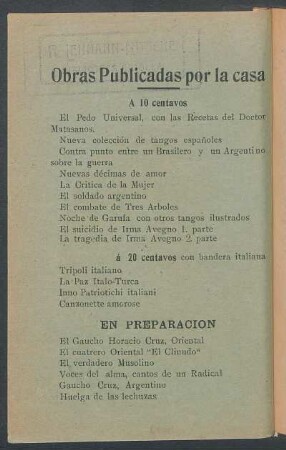 Obras publicadas por la casa