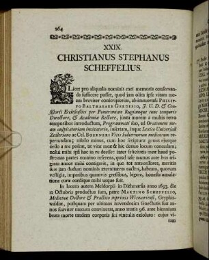 XXIX. Christianus Stephanus Scheffelius.