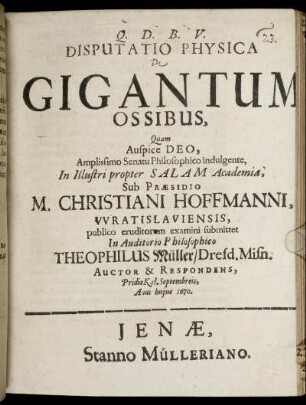 Disputatio Physica De Gigantum Ossibus