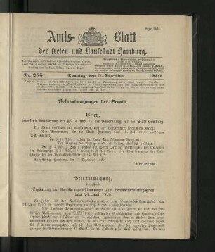 No. 255, 5. Dezember 1920