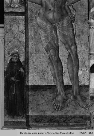 Thronende Madonna mit dem Kind, mit dem Heiligen Bernhard von Siena, dem Heiligen Sebastian und dem Heiligen Fabian
