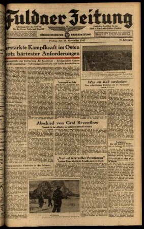 Ausgabe vom Freitag, den 26. November 1943.