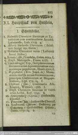 XI. Hauptstück von Holstein