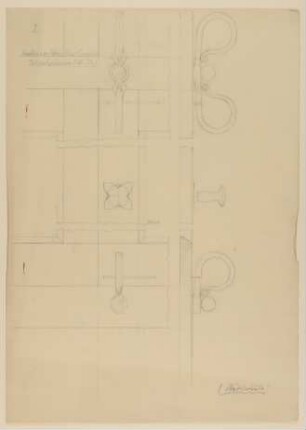 Fensterverschluss in Goethes Schlafzimmer [aus einem Konvolut von 35 Detailzeichnungen des Frankfurter Goethe-Hauses]