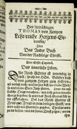 Das Erste Capittel. - Das zwölffte Capittel.