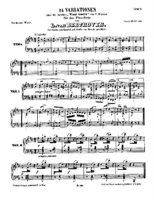 Beethoven's Werke. 178 = Serie 17: Variationen für das Pianoforte, 24 Variationen über die Ariette "Vieni amore" von V. Righini : [WoO 65]