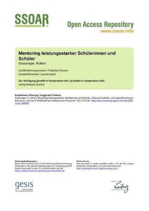 Mentoring leistungsstarker Schülerinnen und Schüler