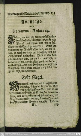 Avantage- und Retourno-Rechnung
