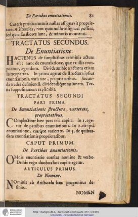 TRACTATUS SECUNDI. PARS PRIMA.