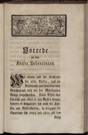 Vorrede an den Kaiser Valentinian