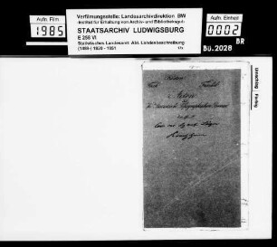 Historiographische Kollektaneen des Finanzreferendärs Jäger