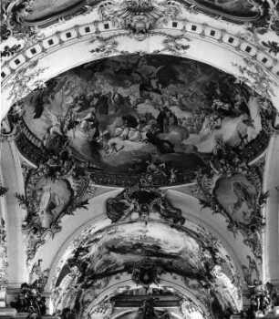 Maria als Himmelskönigin : Maria als Himmelskönigin. Deckenmalerei (um 1749; F. J. Spiegler). Zwiefalten (Kreis Reutlingen), Klosterkirche