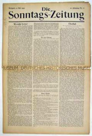 Wirtschaftspolitisches Wochenblatt "Die Sonntags-Zeitung"