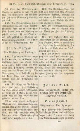 Zweiter Titel. Von Schenkungen unter Lebenden, und von letzten Willensverordnungen