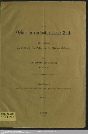 Der Oybin in vorhistorischer Zeit : ein Beitrag zur Geschichte des Oybin und des Zittauer Gebirges