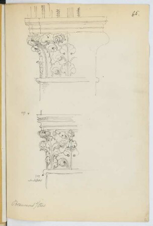 Saint-Laurent, Beaumont-sur-Oise: Details Kapitelle (aus: Skizzen- und Fotoalbum 10)