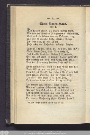 Mein Vater-Haus. 1834.