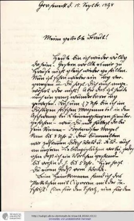 Brief vom 15.09.1898