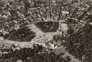 Luftbildaufnahmen von Karlsruhe. Innenstadt - Großbaustellen Schlossplatz