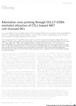 Alternative cross-priming through CCL17-CCR4-mediated attraction of CTLs towards NKT cell-licensed dendritic cells