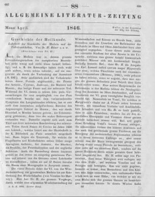 Häser, H.: Lehrbuch der Geschichte der Medicin und der Volkskrankheiten. Jena: Mauke 1845 (Beschluss von Nr. 87)