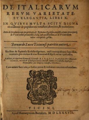De Italicarum rerum varietate et elegantia : libri X