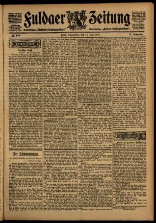 Erste Ausgabe vom Donnerstag, den 14. Juli 1904.