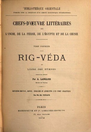 Rig-veda : ou livre des hymnes