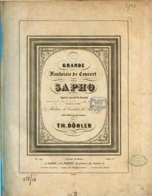 Grande fantaisie de concert : sur la Sapho Opéra du Ch. er G. Pacini ; op. 49
