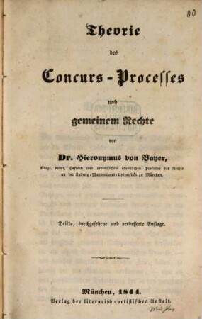 Theorie des Concurs-Processes nach gemeinem Rechte