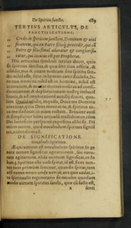 Tertius Articulus, De Sanctificatione.