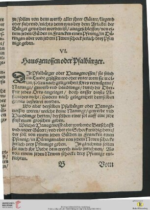 VI. Hausgenossen oder Pfalbürger
